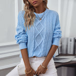 Load image into Gallery viewer, Cable Crew Sweater Mid Weight Blue Pink N5Z824

