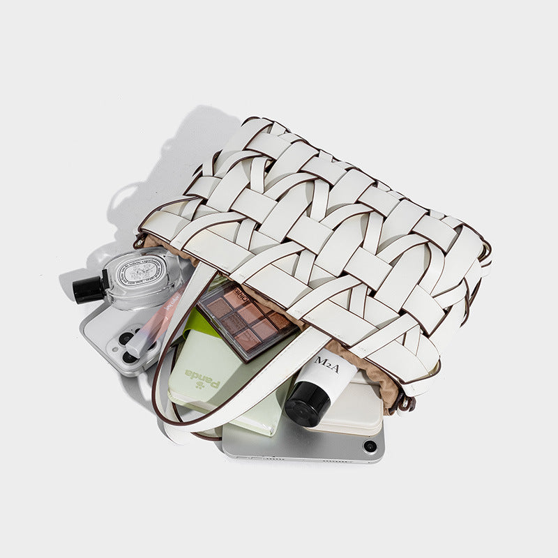 Woven PU Bucket Bag Fashion Shoulder Crossbody N6F144