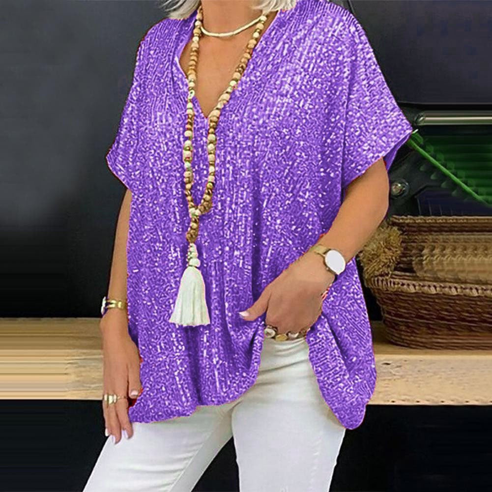 Womens Urban Sparkle V Neck Top Multi N25A058