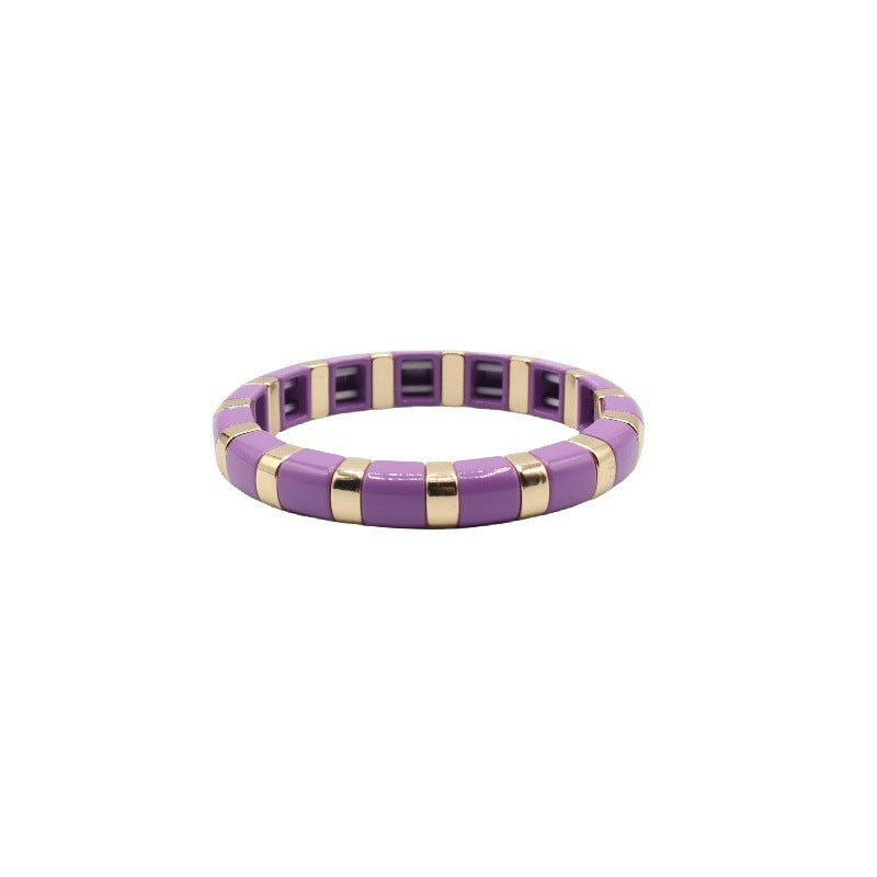 Semi Circle Bead Bangle Alloy Vitreous Enamel S5P266