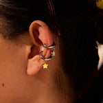 Load image into Gallery viewer, Pentagram Clip On Earrings  Dual Tone Gold Silver S5P122