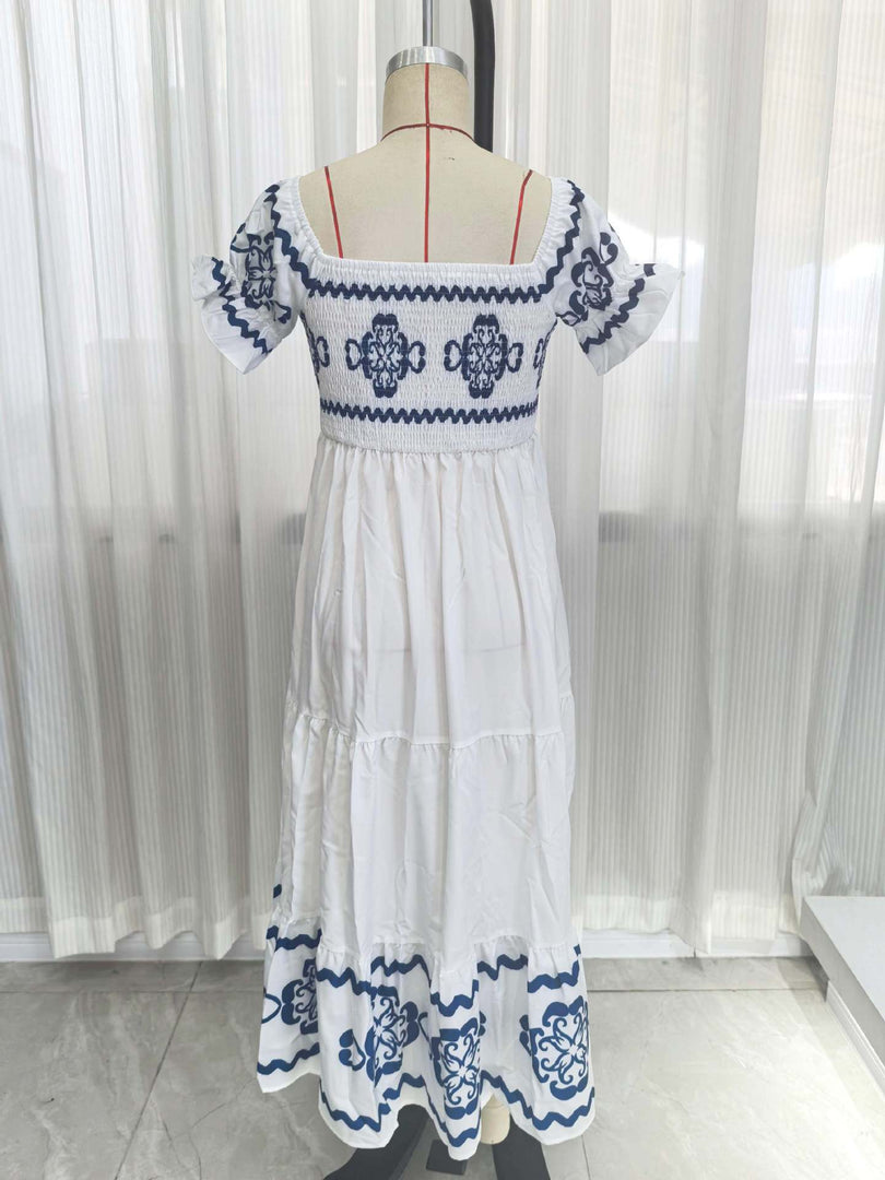 Two-Way Off-Shoulder Print Midi Dress Women N6C249