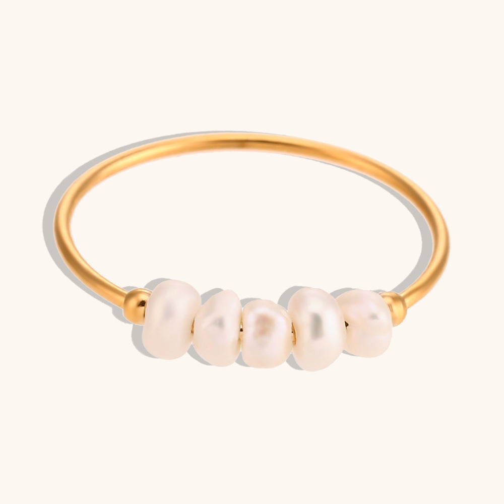 Crushed Freshwater Pearl Ring Stainless Steel N6H180