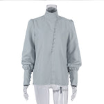 Load image into Gallery viewer, Mandarin Collar Office White Shirt Women N6C135