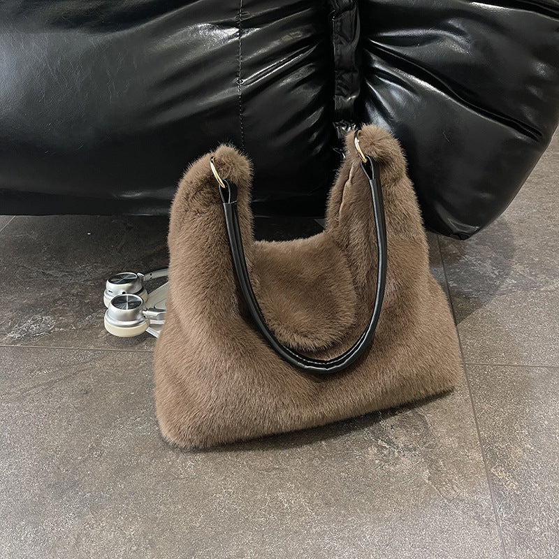 Women's Plush Large Tote Shoulder Bag N6J178
