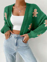 Load image into Gallery viewer, Cookie Pattern Short Knit Cardigan MidLight N5A163
