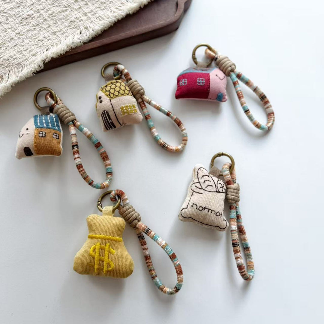 Embroidered Food Charm Bag Decor Car Keyring Gift N6G019