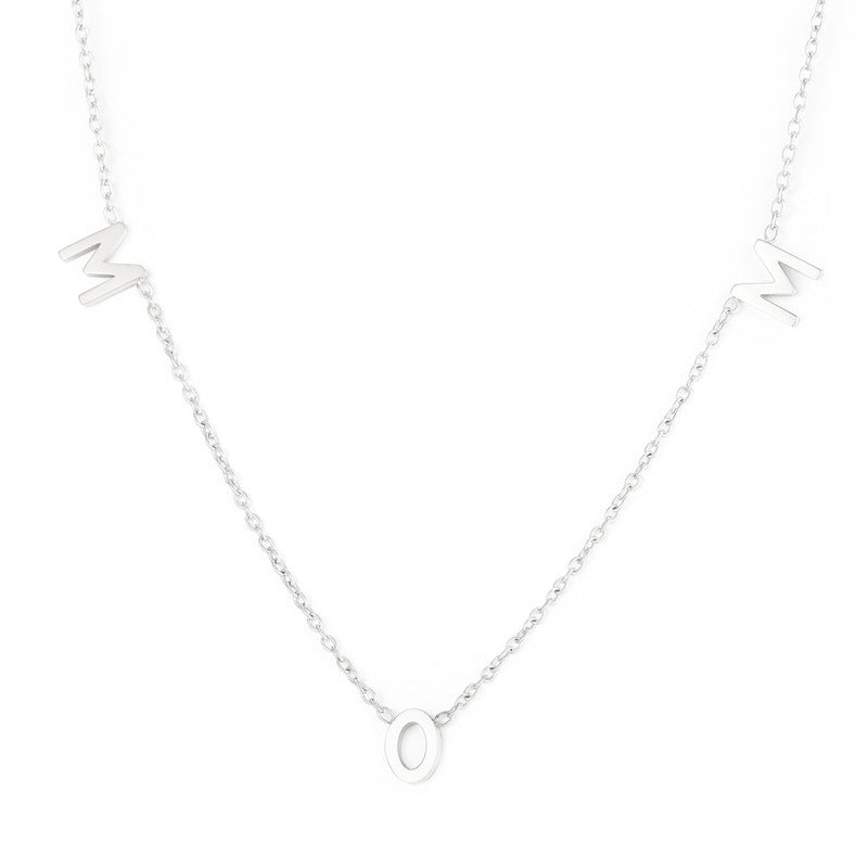 MOM Pendant Titanium Steel Necklace Women N6D539