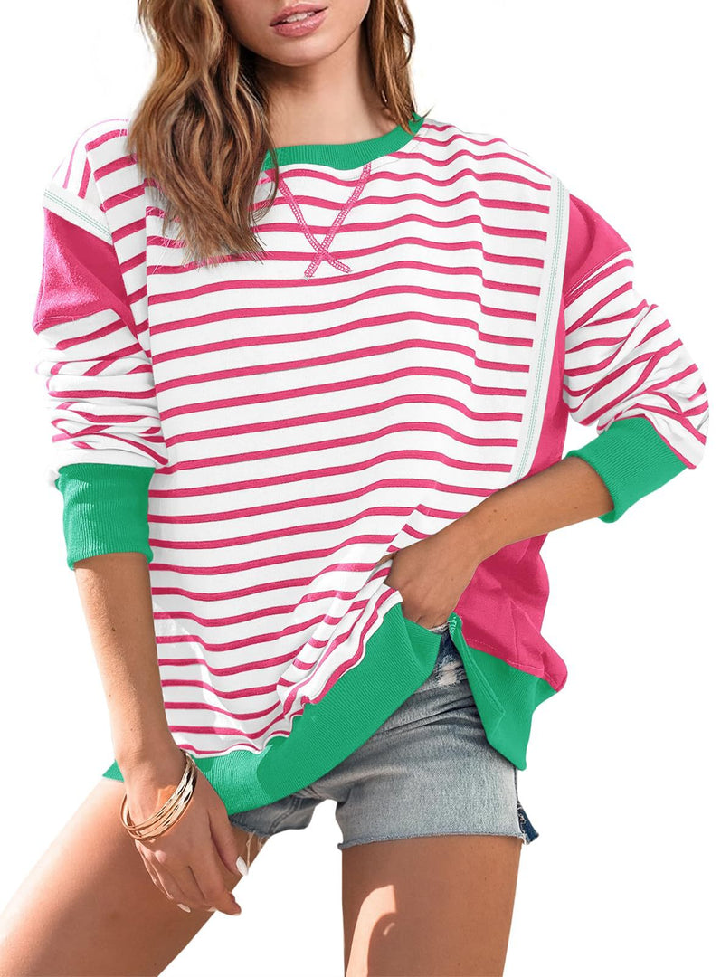 Contrast Stripe Round Sweater Mid Weight Options N5A200