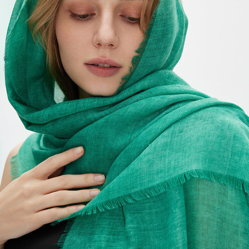 Lightweight Solid Raw Edge Shawl Scarf Women Travel N6H246