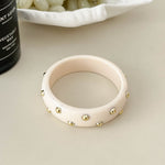 Load image into Gallery viewer, Vintage Studded Resin Bangle Wide Cuff Bracelet N6F098