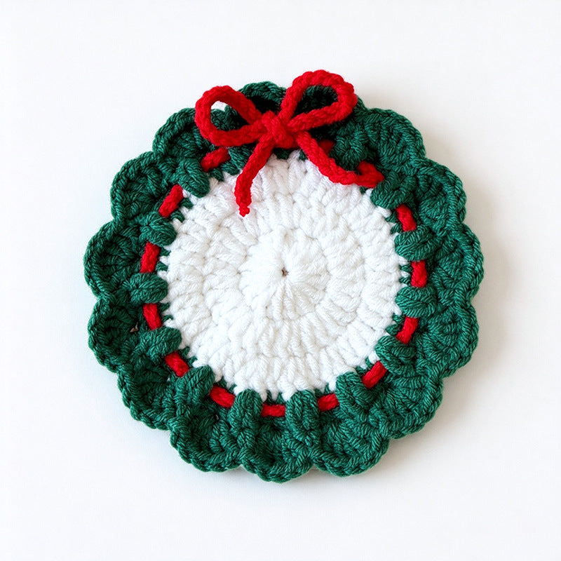 Christmas Hand Knitted Yarn Coaster and Trivet N6K288