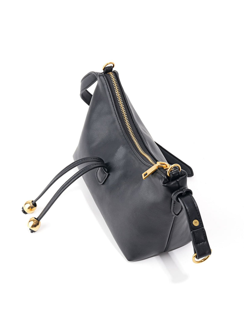 Metallic Hobo Shoulder Bag Women Black N6C034