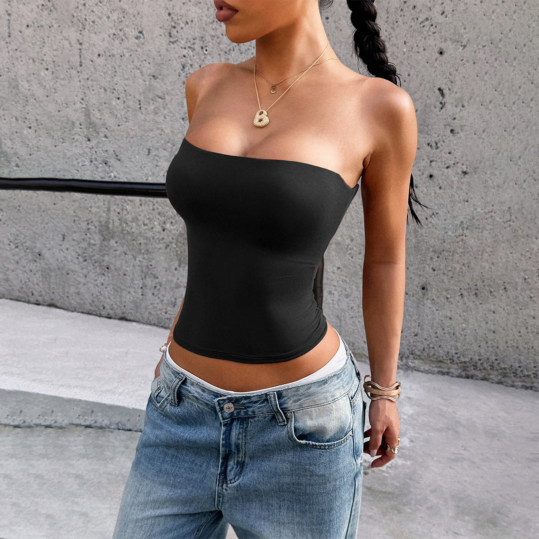 Fitted Solid Color Tube Top Women N6D202