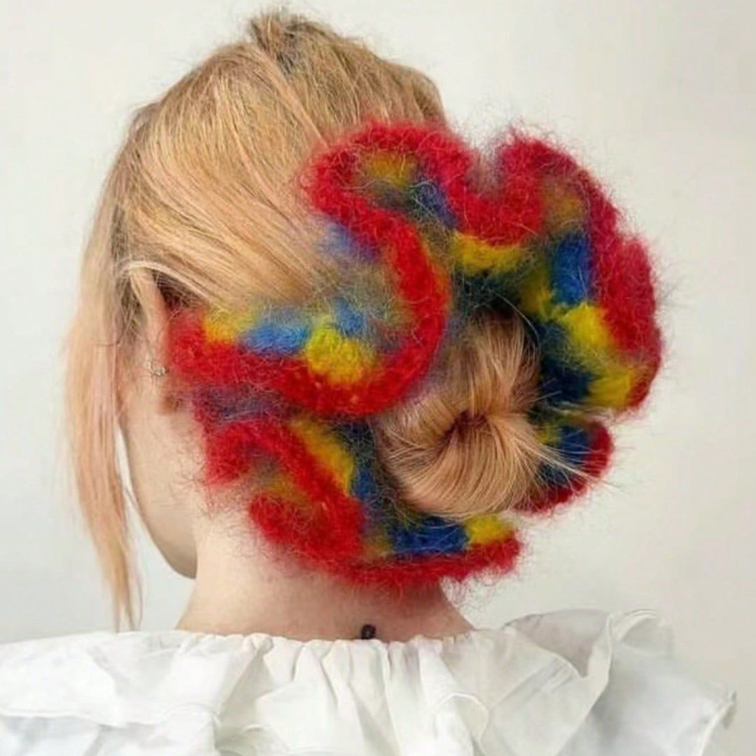 Contrast Color Braided Yarn Ponytail Hair Tie  S5P429
