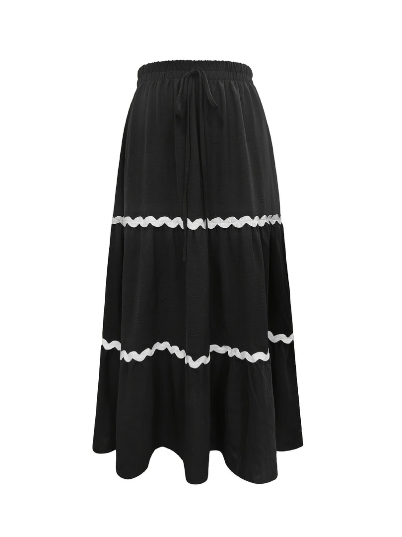 Ruffle Hem Boho Maxi Skirt Women N6C254
