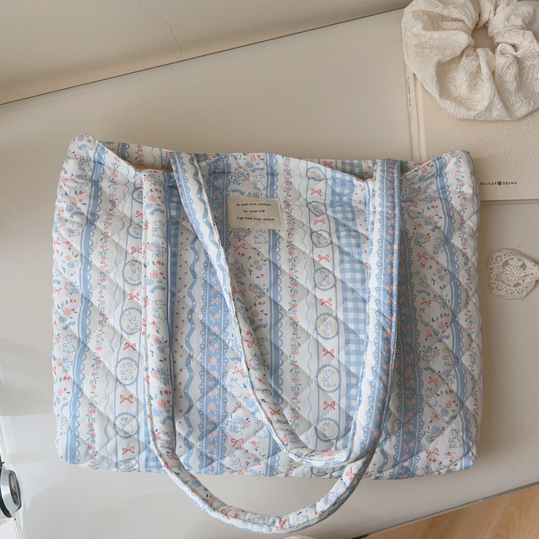 Floral Quilted Cotton Tote Bag Dual Strap System S5P356