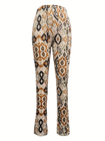 Load image into Gallery viewer, Print High Waist Flared Pants Side Slit N6F234