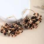 Load image into Gallery viewer, Leopard Print Round Petal Dangle Earrings Vintage N6F269
