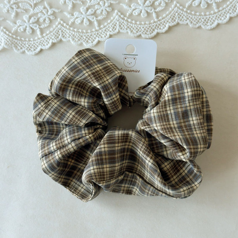 Womens Vintage Plaid Fabric Scrunchie N6K012