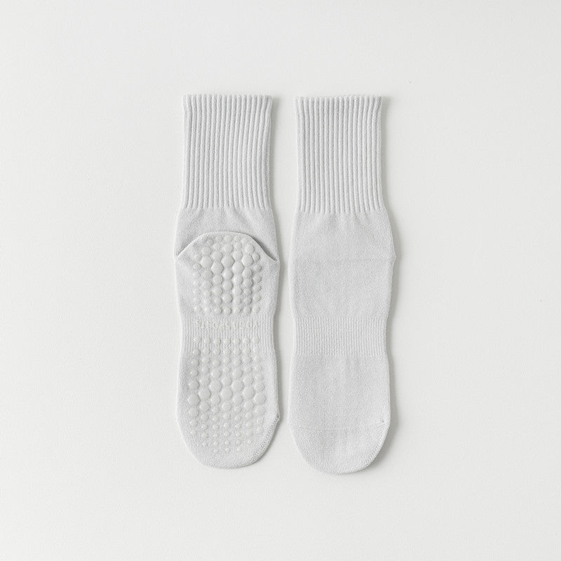 Solid Cotton Anti-Slip Yoga Socks Women Mid-Calf N6H003