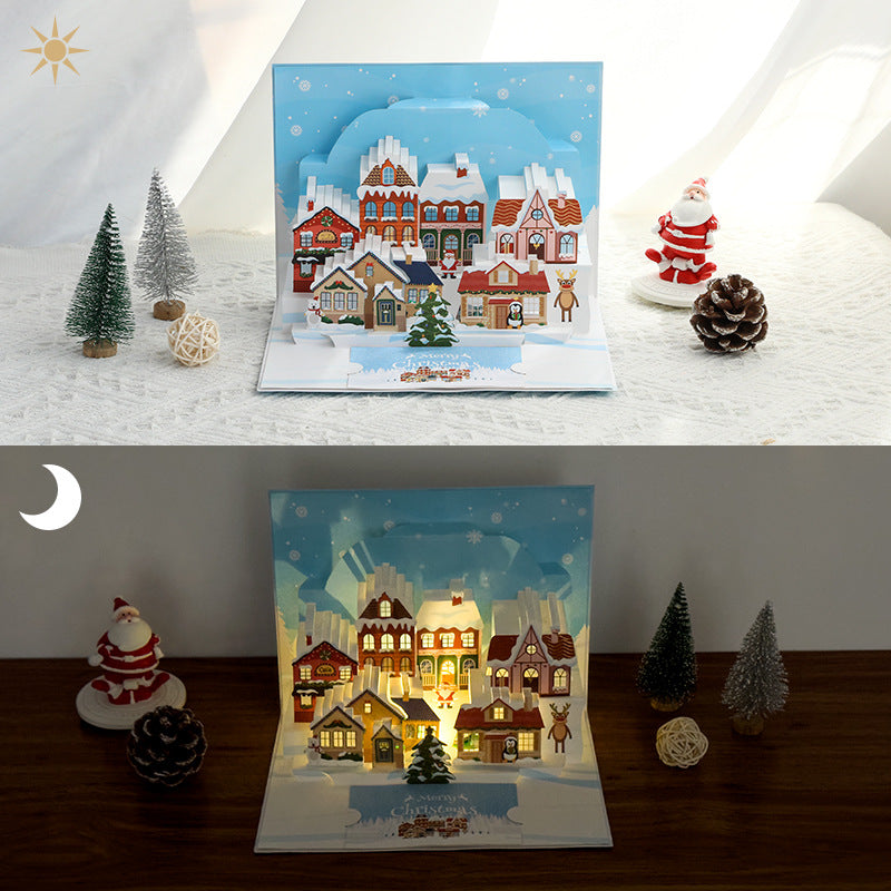 3D Musical Light Up Christmas Street Greeting Card N6K305