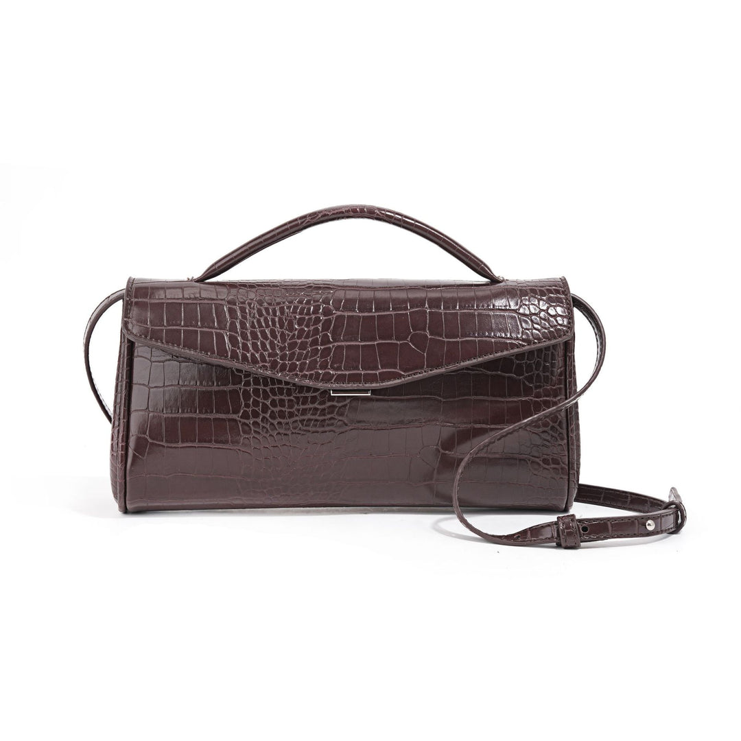 Brown Crocodile Grain Baguette Bag Women N6C033