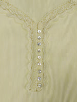 Load image into Gallery viewer, Lace Trim Button-Front Knit Top Women N6D172