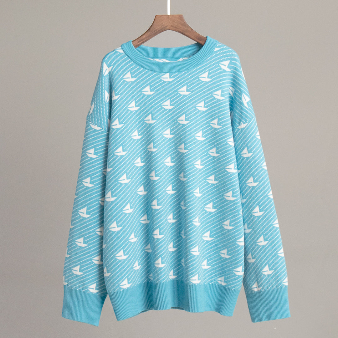 Sailboat Round Sweater Mid Weight Options N5Z846