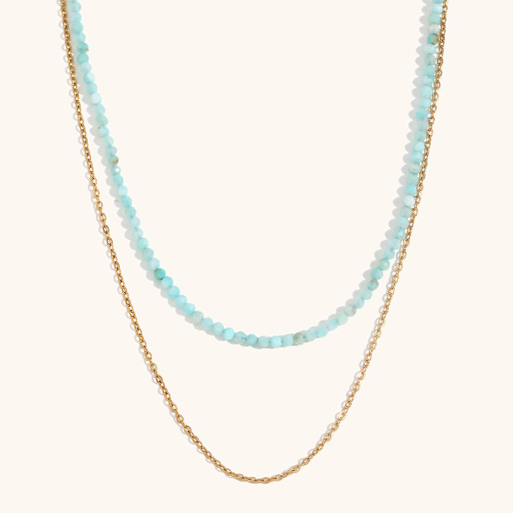 Twin Layer O Chain Necklace Steel Gold Plated S5P232