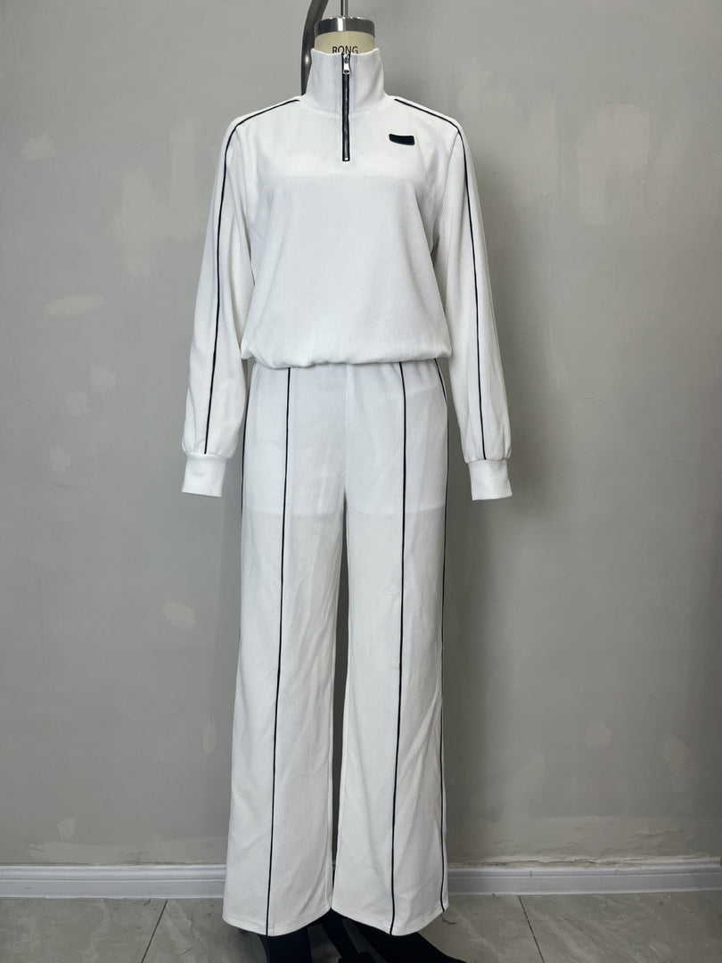 Elongating Wide Leg Sweatsuit Set Women N6C202