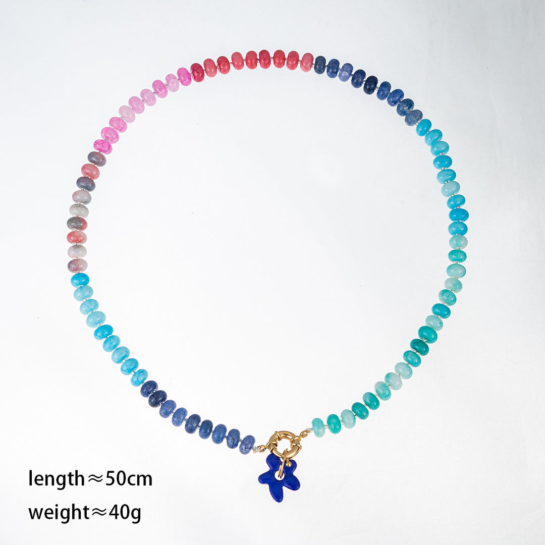 Bohemian Colorful Beaded Pendant Necklace  N6E119