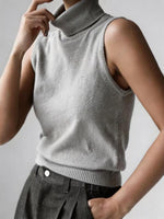 Load image into Gallery viewer, Knit Sleeveless Vest High Neck Tank Top Women Simple N6G132