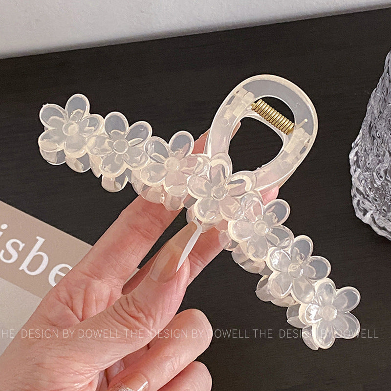 Jelly Color Flower Hair Claw Clip Women Resin N6C350