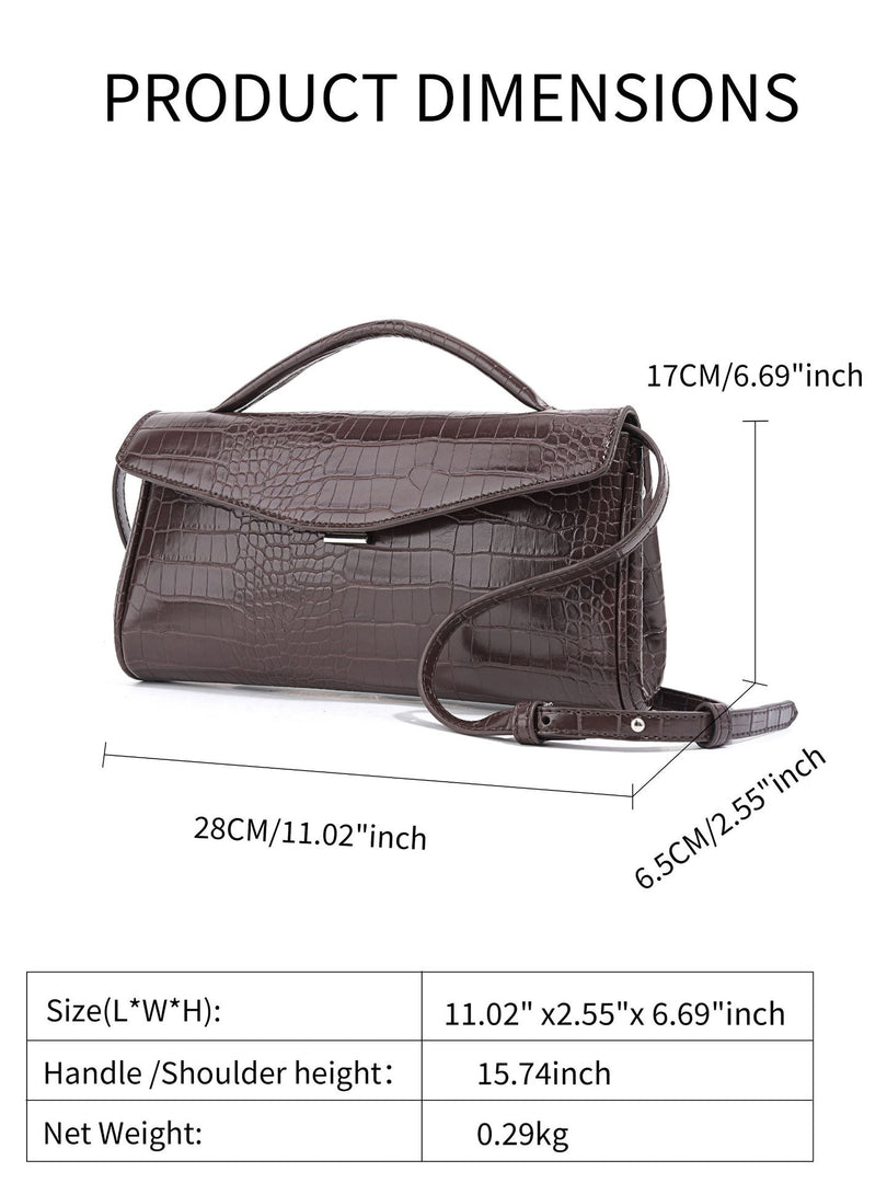 Brown Crocodile Grain Baguette Bag Women N6C033
