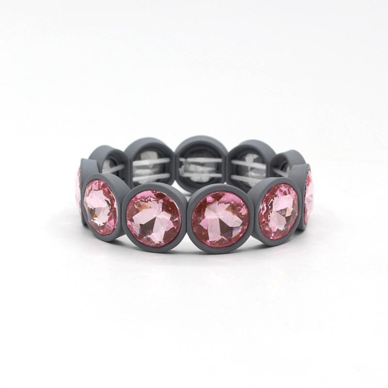 Enamel Flower Bangle Color Crystal Glass Stove S5P031