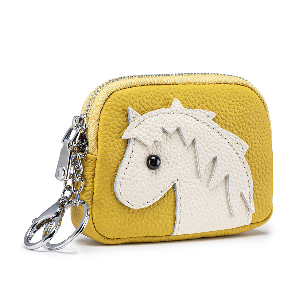 Women's Top-Grain Leather Horse Coin Purse N6J235