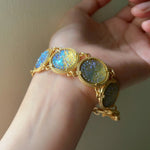 Load image into Gallery viewer, Mermaid Iridescent Disc Cuff Heavy-Duty Bangle N6F311