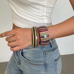 Load image into Gallery viewer, Womens 2 Piece Striped Resin Bracelet Set N6K137