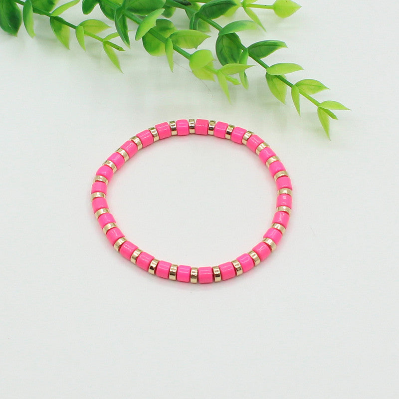 Tube Bead Chain Alloy Vitreous Enamel Rainbow S5P267