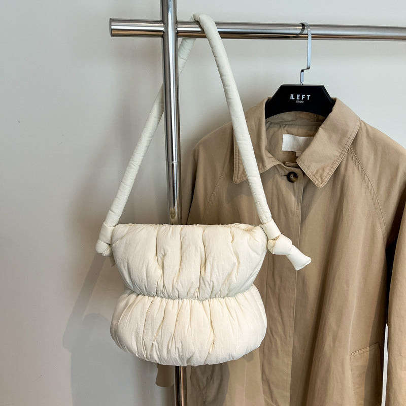 Women's Ruched Padded Nylon Bucket Bag N6J215