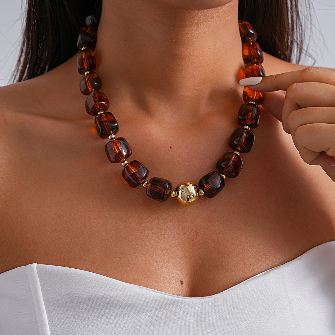 Oversized Acrylic Ombre Geometric Choker Artistic N6H060