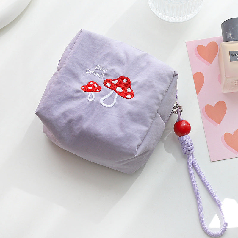 Womens Mushroom Embroidered Polyester Cosmetic Bag N6K118
