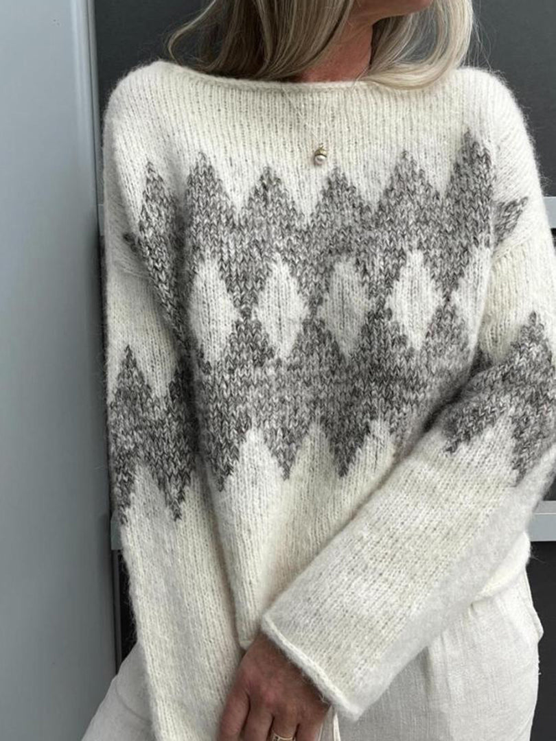 Boat Diamond Sweater Lightweight White N5Z828