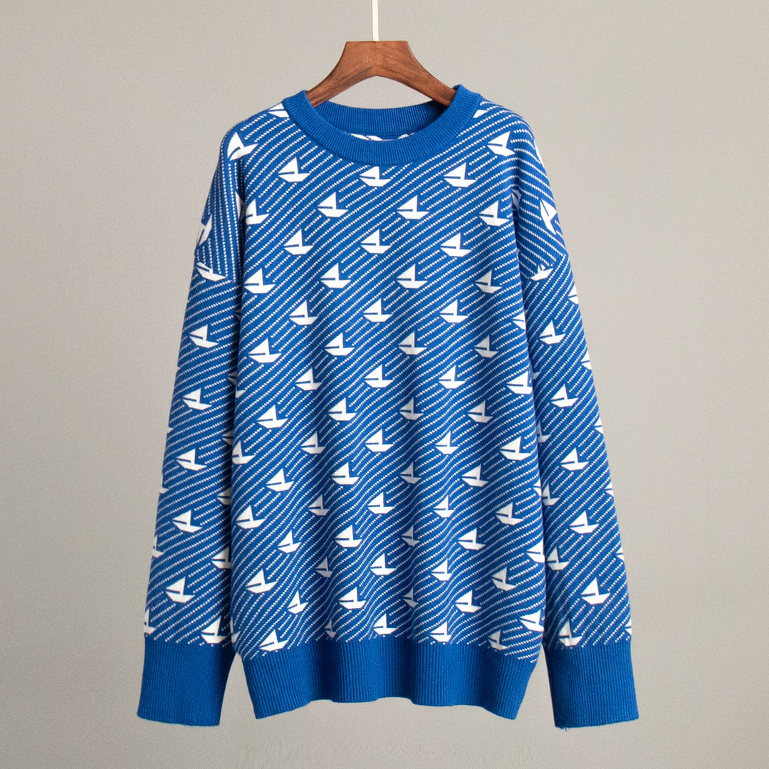 Sailboat Round Sweater Mid Weight Options N5Z846