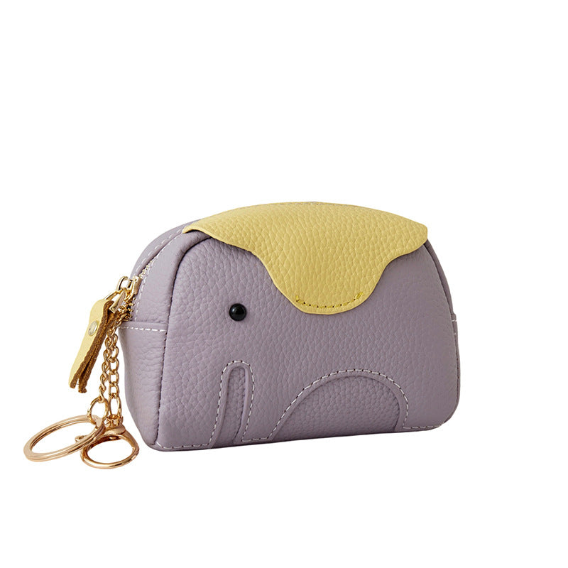 Top Grain Leather Elephant Card Holder Mini Wallet N6G093