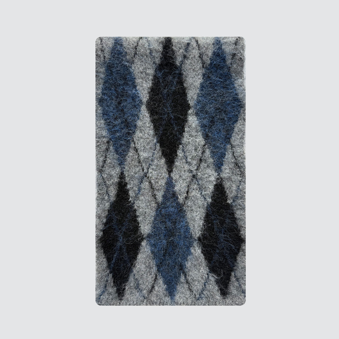 Diamond Pattern Wool Blend Knitted Scarf Unisex Men N6H220