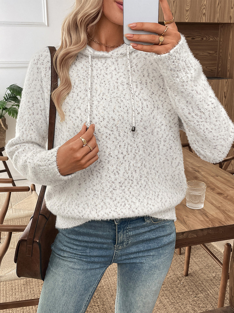 Loose Hooded Chenille Knit Sweater Women Soft Warm N6H266
