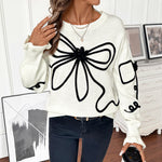 Load image into Gallery viewer, Bow Loose Knit Cardigan Lightweight White N5A024
