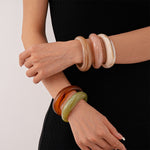 Load image into Gallery viewer, Vintage Marbled Acrylic Bangle Open Geometric S5P052